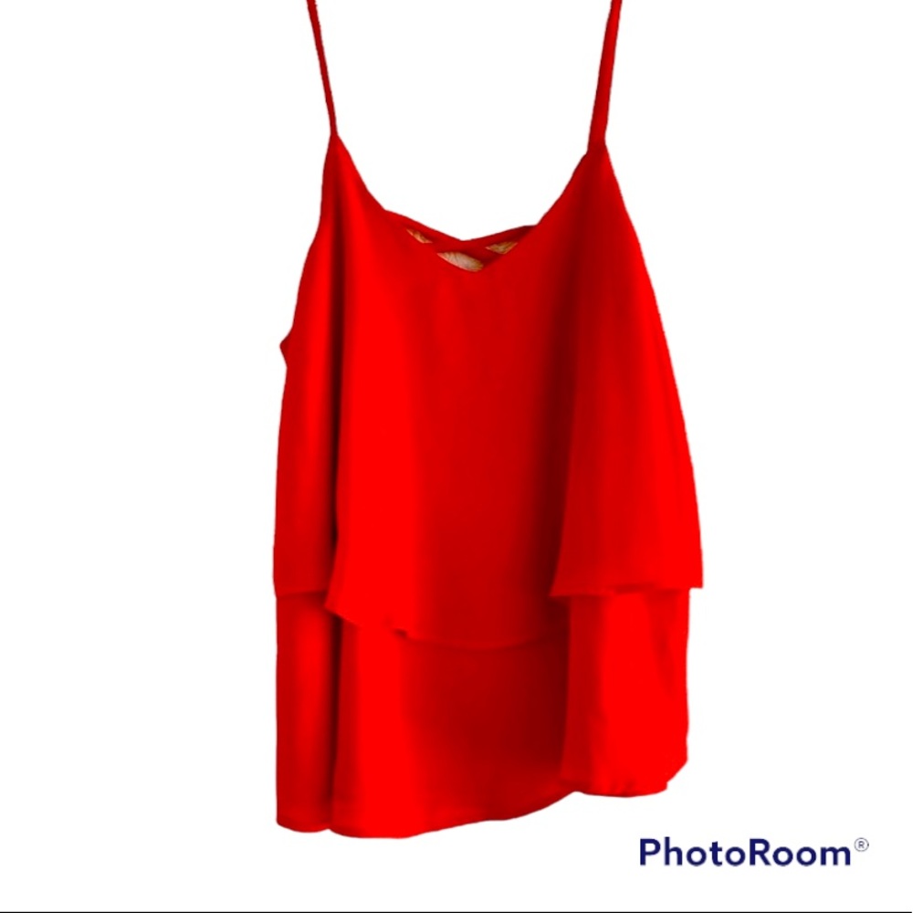 Miami Red Tank Top Blouse Camisole Small Crisscross Party Summer